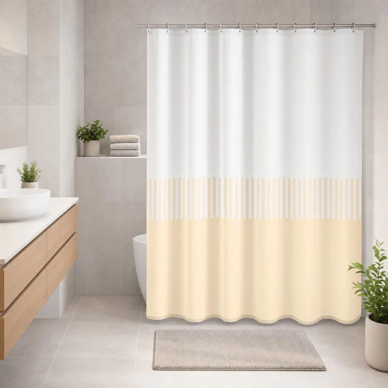 Duschvorhang Textil CASSIA Sandbeige 180 x 200 cm