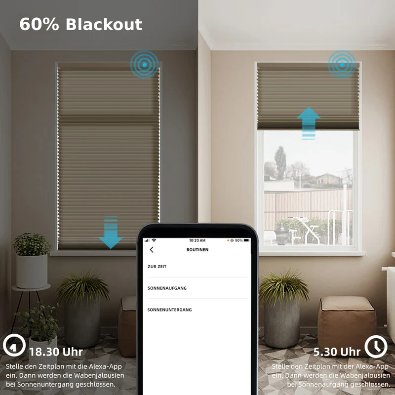 SmartWings elektrische lichtdurchlässige Wabenplissees für Sichtschutz Hazel