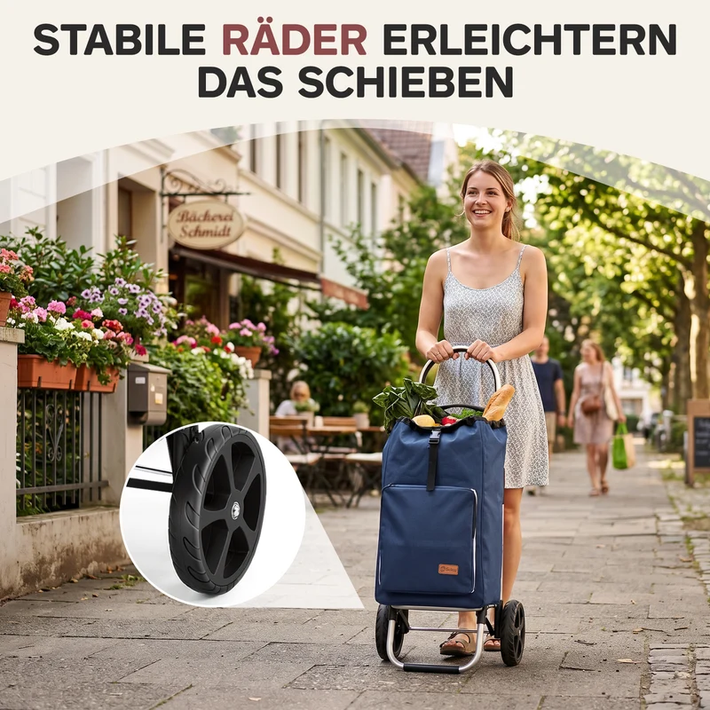 Sekey Einkaufstrolley klappbar 3-in-1 – Einkaufstrolley, Sackkarre & Rucksack mit Aluminiumrahmen, faltbarer Einkaufswagen mit PU-Rädern für Einkauf, Reisen & Alltag