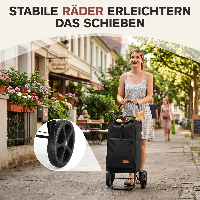 Sekey Einkaufstrolley klappbar 3-in-1 – Einkaufstrolley, Sackkarre & Rucksack mit Aluminiumrahmen, faltbarer Einkaufswagen mit PU-Rädern für Einkauf, Reisen & Alltag