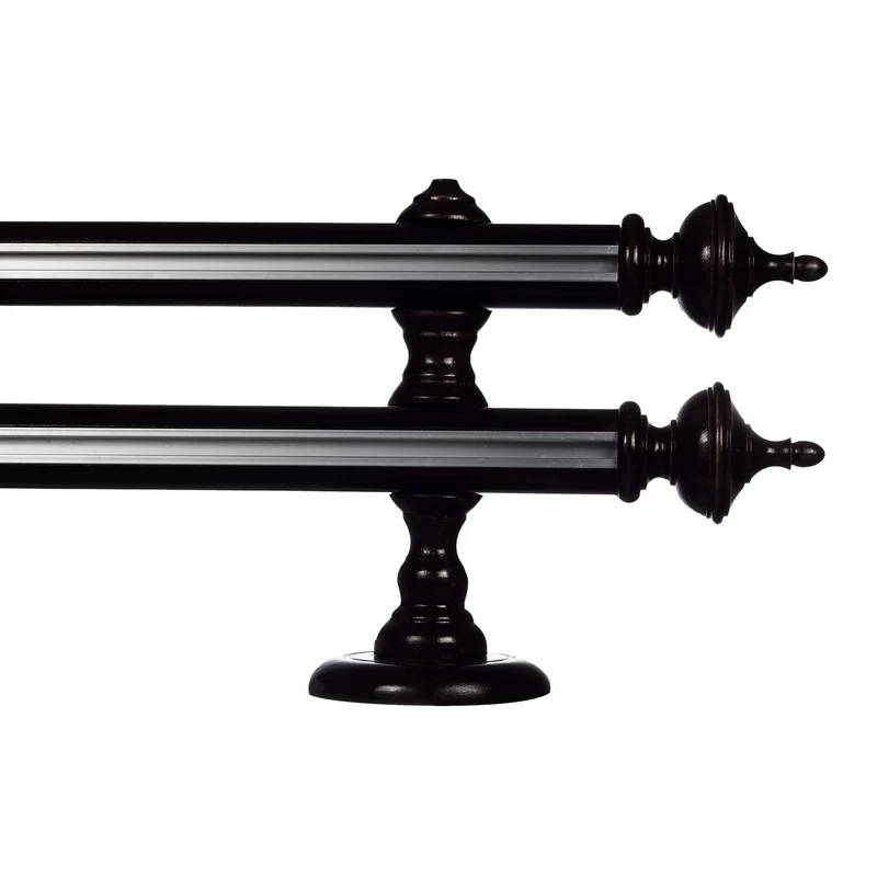 Saly Double 35 mm Wooden Curtain Rod with Aluminum Track