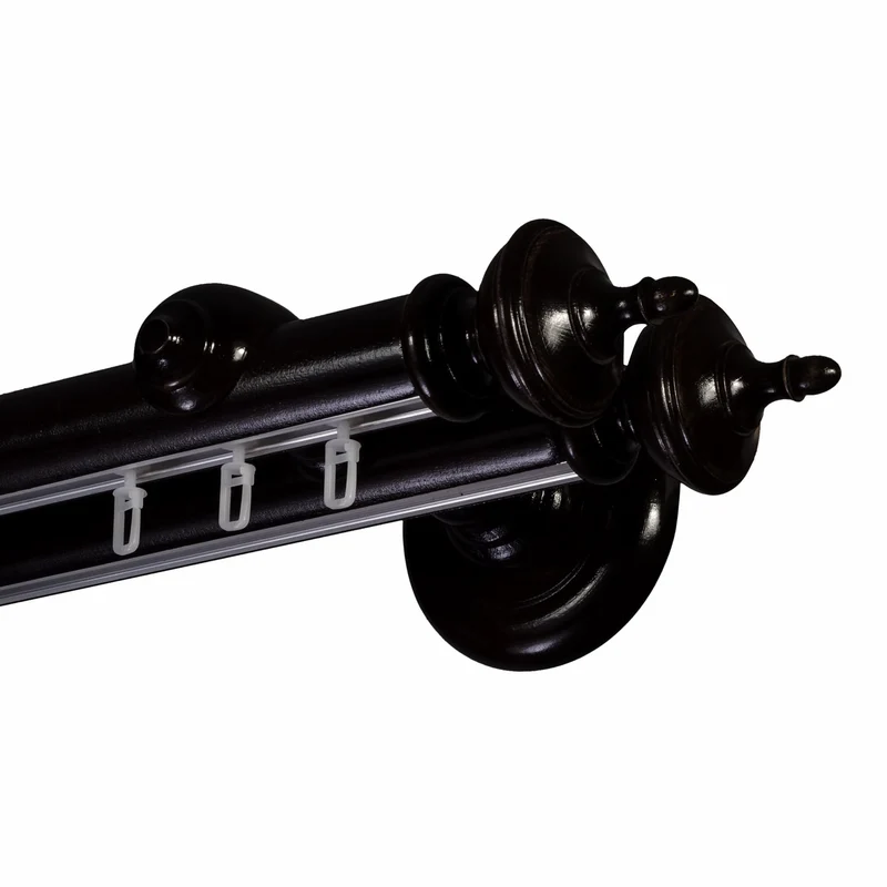 Saly Double 35 mm Wooden Curtain Rod with Aluminum Track