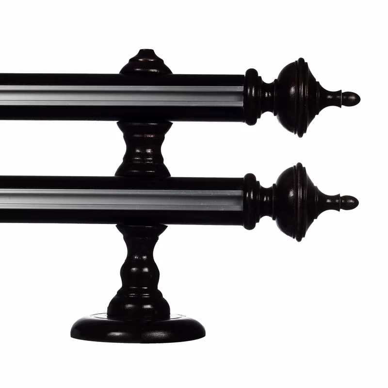 Saly Double 35 mm Wooden Curtain Rod with Aluminum Track