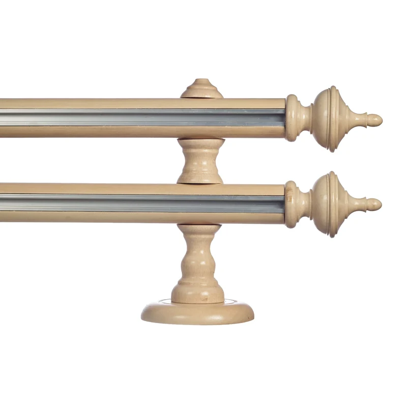 Saly Double 35 mm Wooden Curtain Rod with Aluminum Track