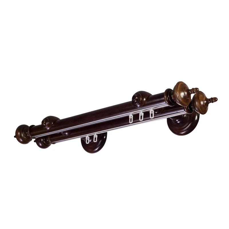 Saly Double 35 mm Wooden Curtain Rod with Aluminum Track