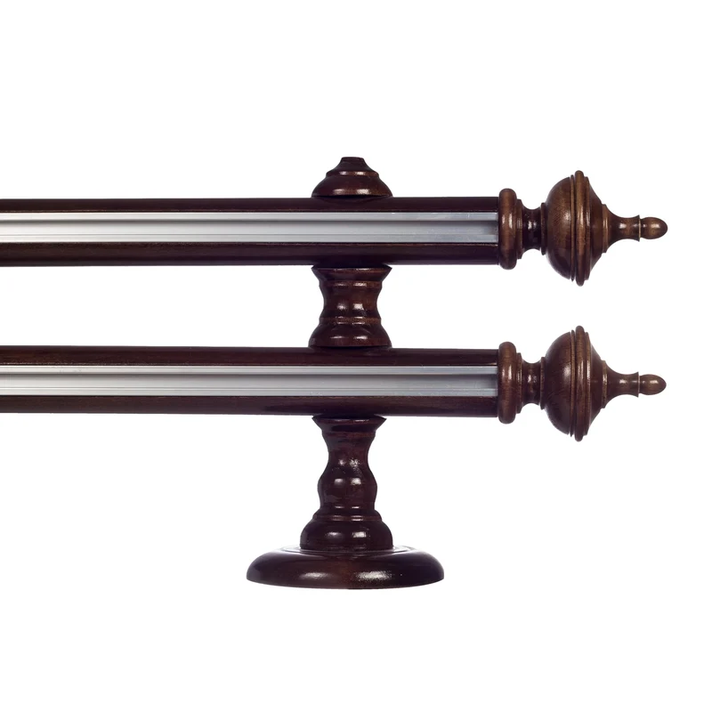 Saly Double 35 mm Wooden Curtain Rod with Aluminum Track