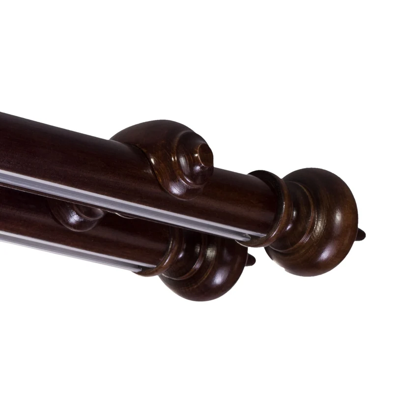 Saly Double 35 mm Wooden Curtain Rod with Aluminum Track