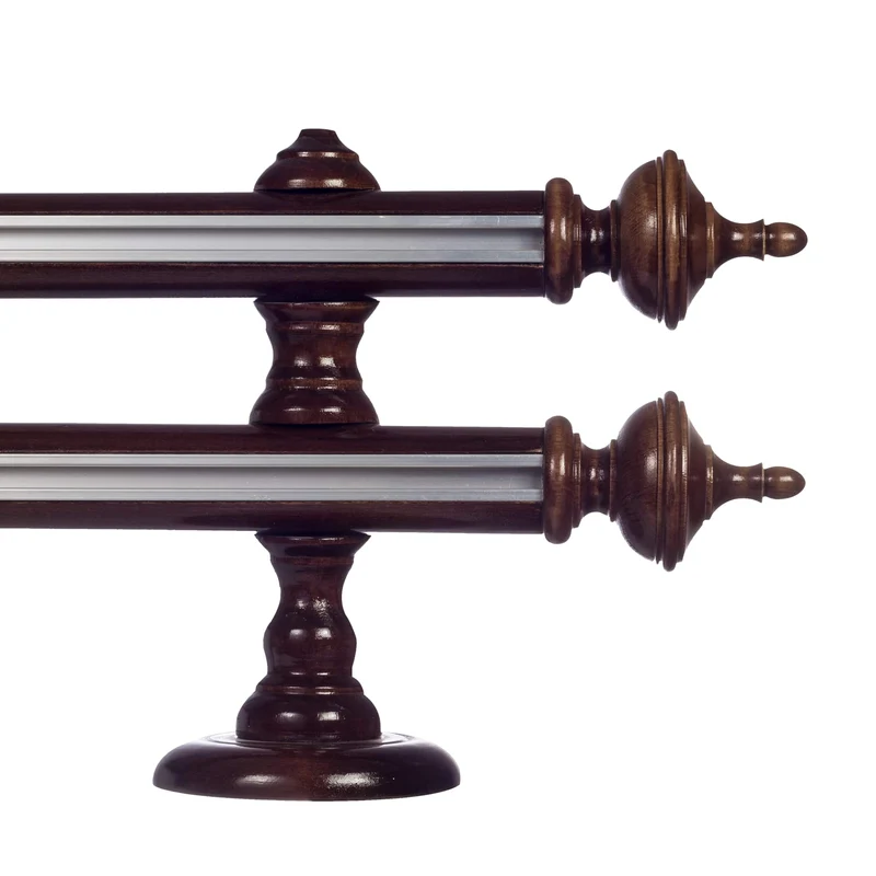 Saly Double 35 mm Wooden Curtain Rod with Aluminum Track
