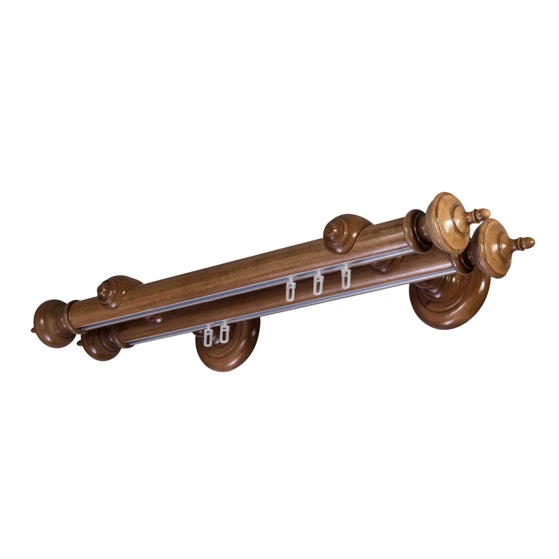 Saly Double 35 mm Wooden Curtain Rod with Aluminum Track