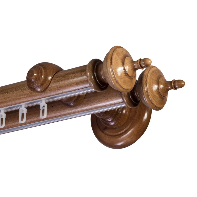 Saly Double 35 mm Wooden Curtain Rod with Aluminum Track