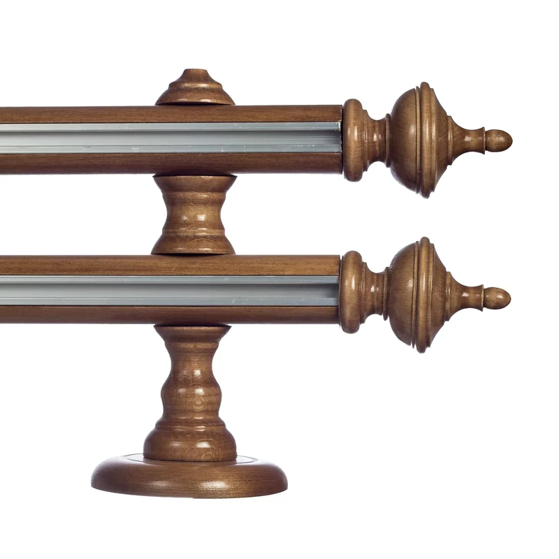 Saly Double 35 mm Wooden Curtain Rod with Aluminum Track