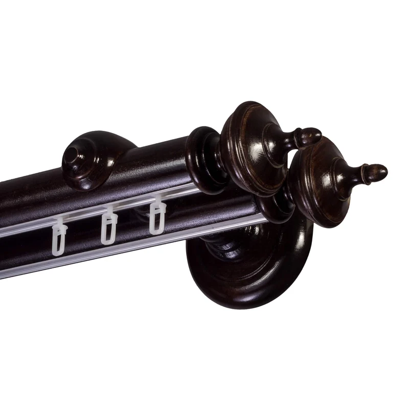 Saly Double 35 mm Wooden Curtain Rod with Aluminum Track