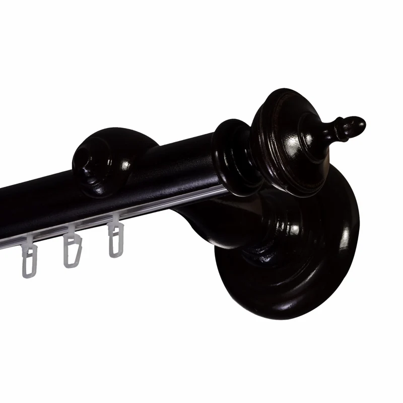 Saly Single 35 mm Wooden Curtain Rod with Aluminum Track