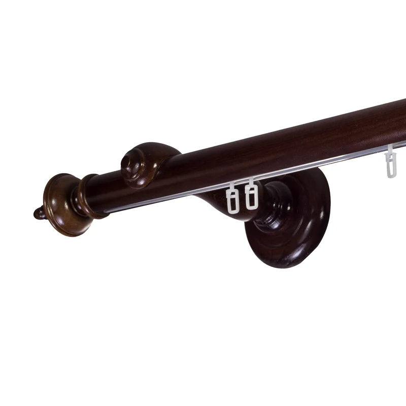 Saly Single 35 mm Wooden Curtain Rod with Aluminum Track