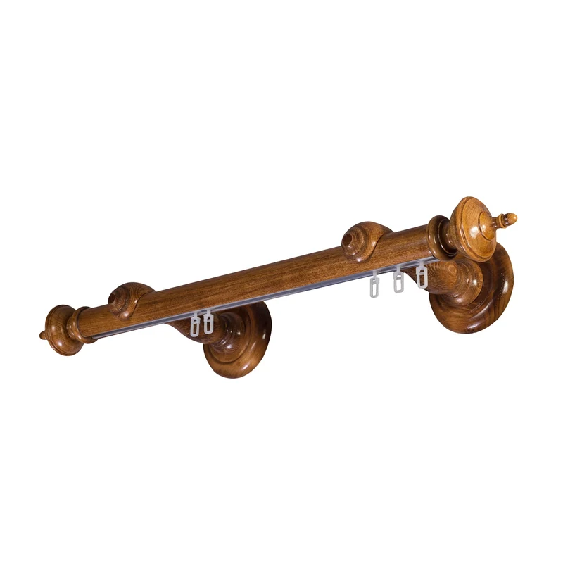 Saly Single 35 mm Wooden Curtain Rod with Aluminum Track