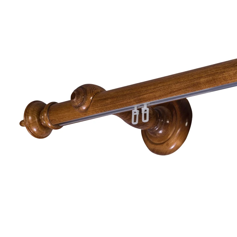 Saly Single 35 mm Wooden Curtain Rod with Aluminum Track