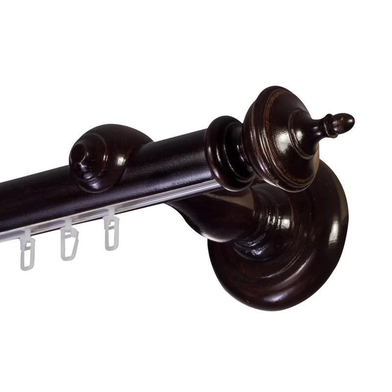 Saly Single 35 mm Wooden Curtain Rod with Aluminum Track