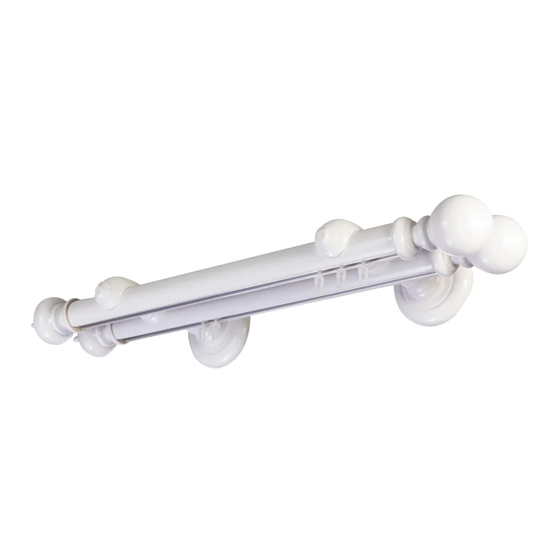 Globo Double 35 mm Wooden Curtain Rod with Aluminum Track System for Curtains and Drapes