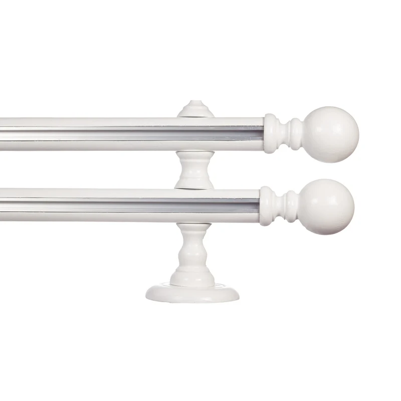Globo Double 35 mm Wooden Curtain Rod with Aluminum Track System for Curtains and Drapes
