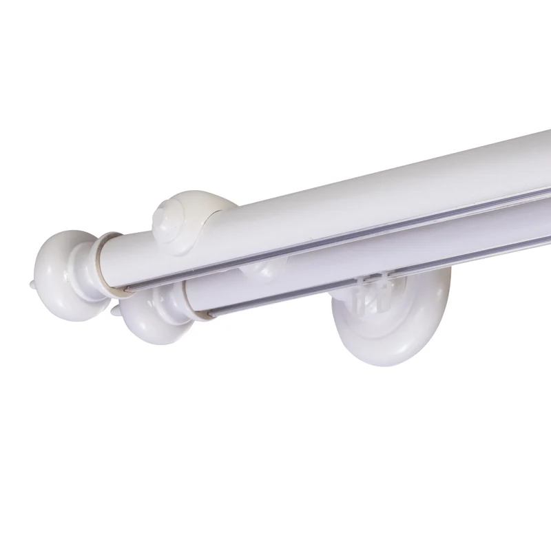 Globo Double 35 mm Wooden Curtain Rod with Aluminum Track System for Curtains and Drapes