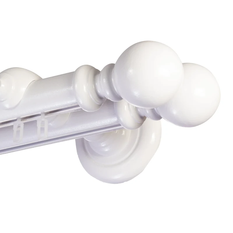 Globo Double 35 mm Wooden Curtain Rod with Aluminum Track System for Curtains and Drapes