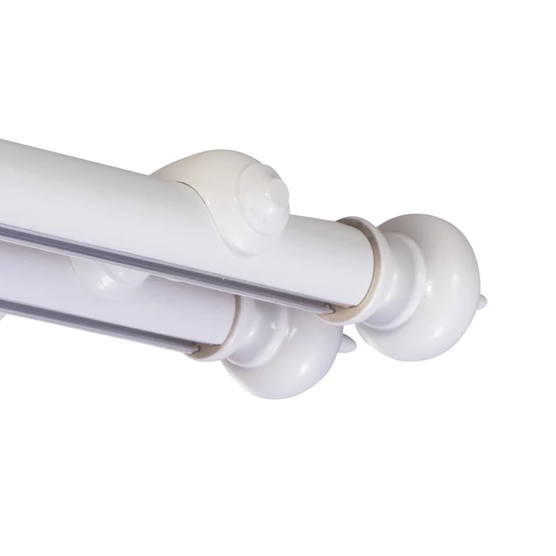 Globo Double 35 mm Wooden Curtain Rod with Aluminum Track System for Curtains and Drapes