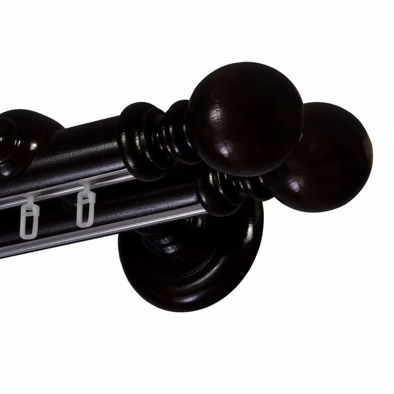 Globo Double 35 mm Wooden Curtain Rod with Aluminum Track System for Curtains and Drapes