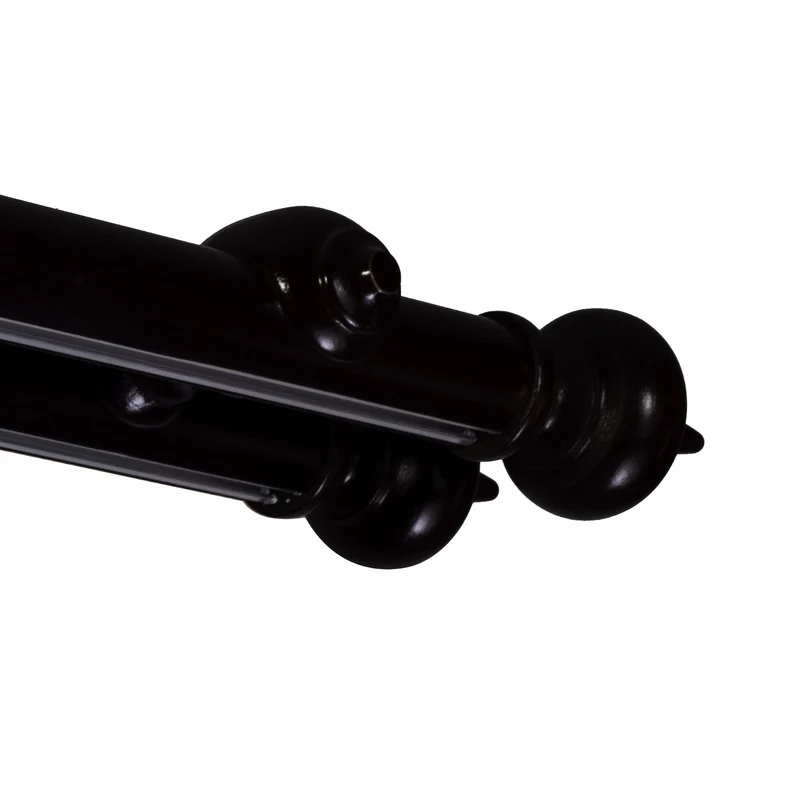 Globo Double 35 mm Wooden Curtain Rod with Aluminum Track System for Curtains and Drapes
