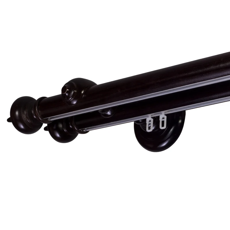 Globo Double 35 mm Wooden Curtain Rod with Aluminum Track System for Curtains and Drapes