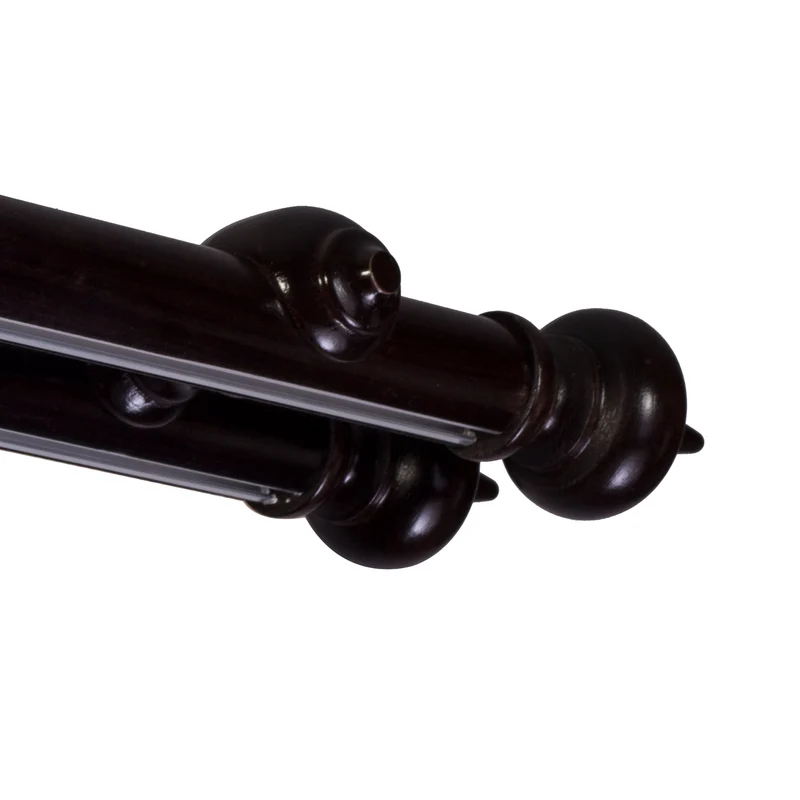 Globo Double 35 mm Wooden Curtain Rod with Aluminum Track System for Curtains and Drapes