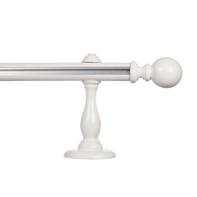 Globo Single 35 mm Wooden Curtain Rod with Aluminum Track