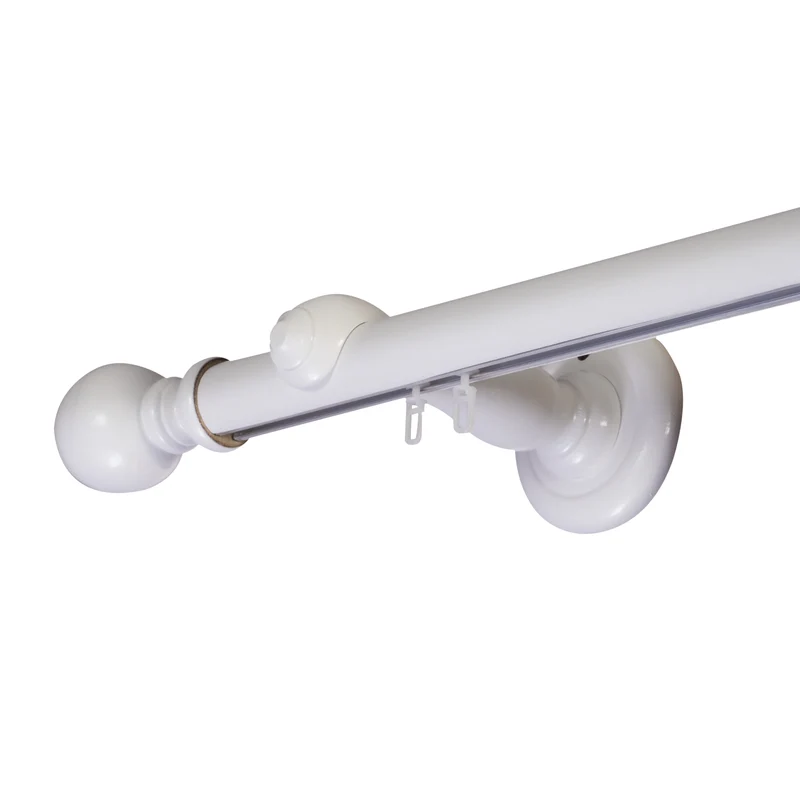 Globo Single 35 mm Wooden Curtain Rod with Aluminum Track