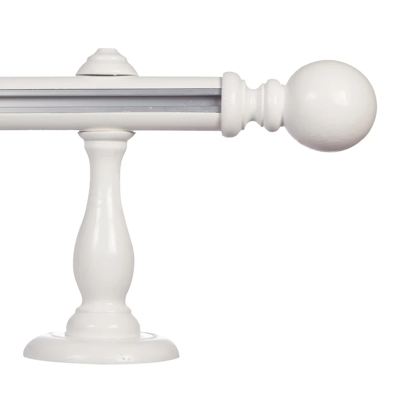 Globo Single 35 mm Wooden Curtain Rod with Aluminum Track