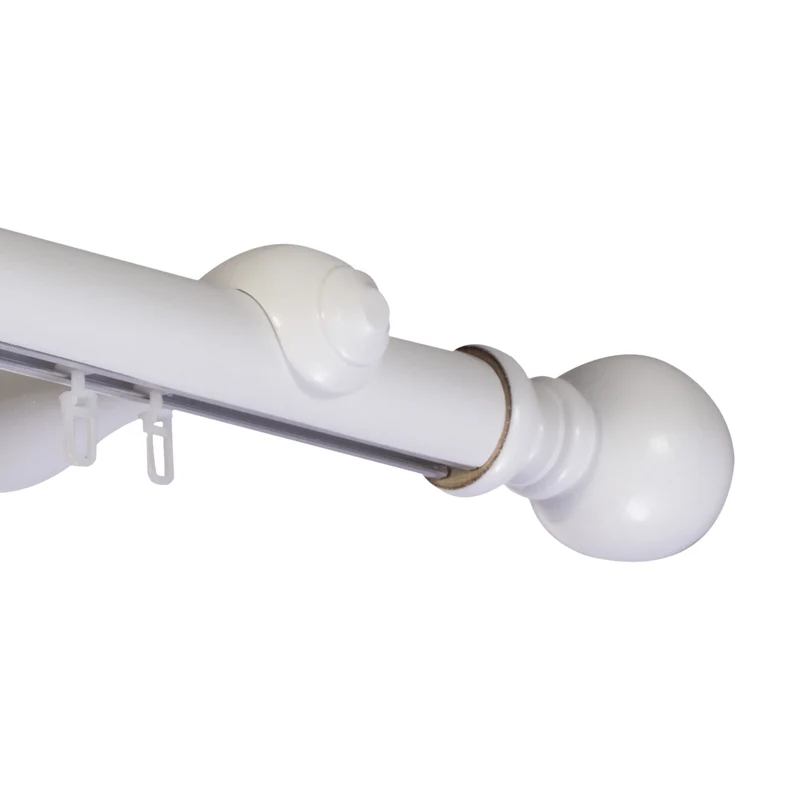 Globo Single 35 mm Wooden Curtain Rod with Aluminum Track