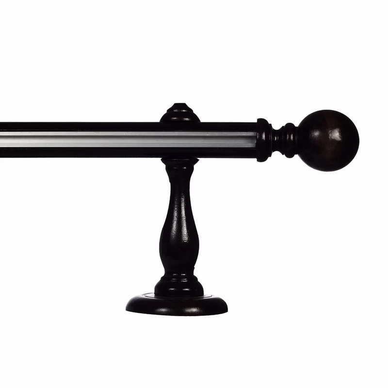 Globo Single 35 mm Wooden Curtain Rod with Aluminum Track