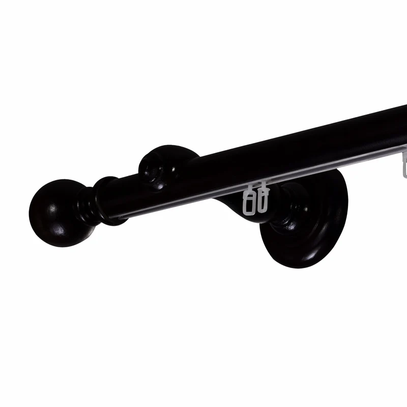 Globo Single 35 mm Wooden Curtain Rod with Aluminum Track