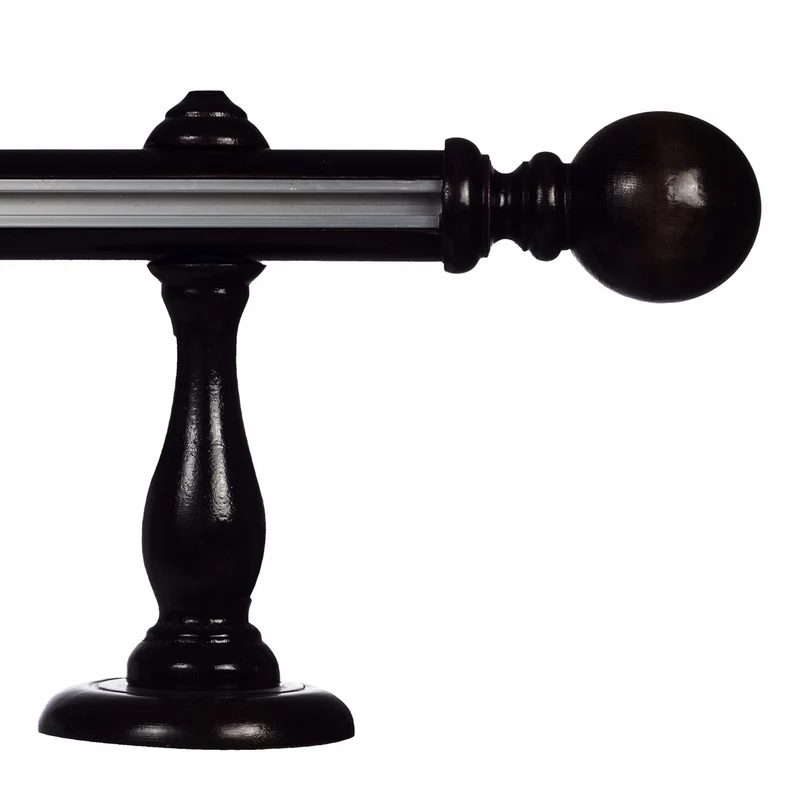 Globo Single 35 mm Wooden Curtain Rod with Aluminum Track