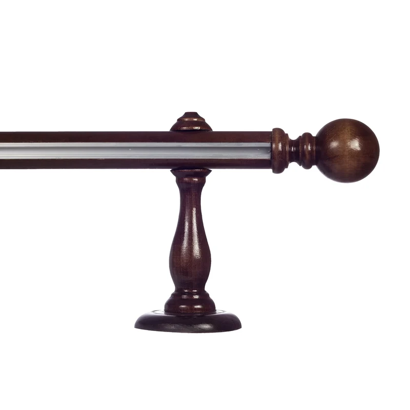 Globo Single 35 mm Wooden Curtain Rod with Aluminum Track