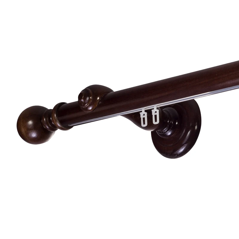 Globo Single 35 mm Wooden Curtain Rod with Aluminum Track