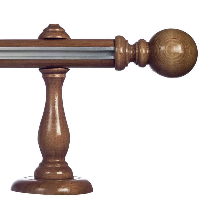 Globo Single 35 mm Wooden Curtain Rod with Aluminum Track