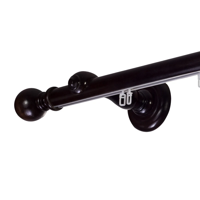 Globo Single 35 mm Wooden Curtain Rod with Aluminum Track