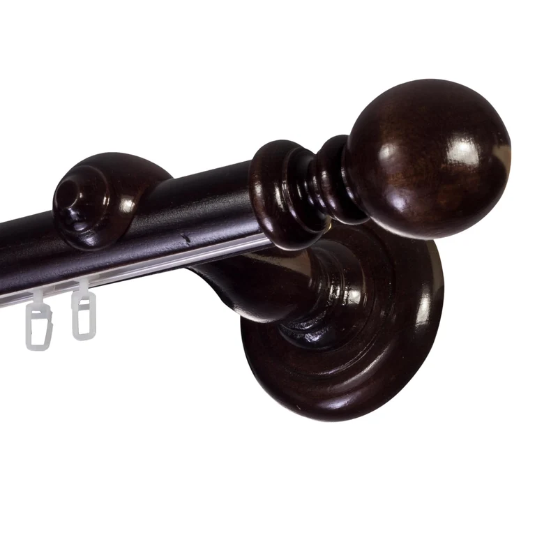 Globo Single 35 mm Wooden Curtain Rod with Aluminum Track