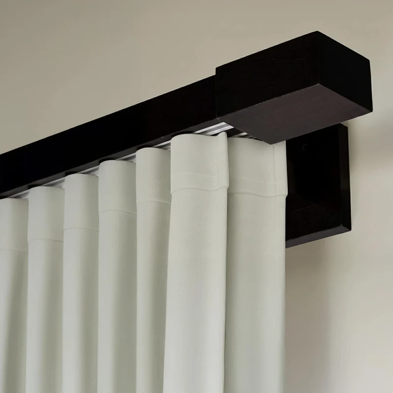 Roma Double Wooden Curtain Rod & Track System for Curtains and Drapes