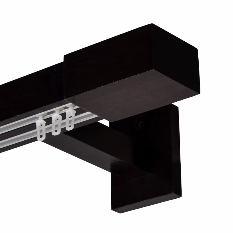 Roma Double Wooden Curtain Rod & Track System for Curtains and Drapes