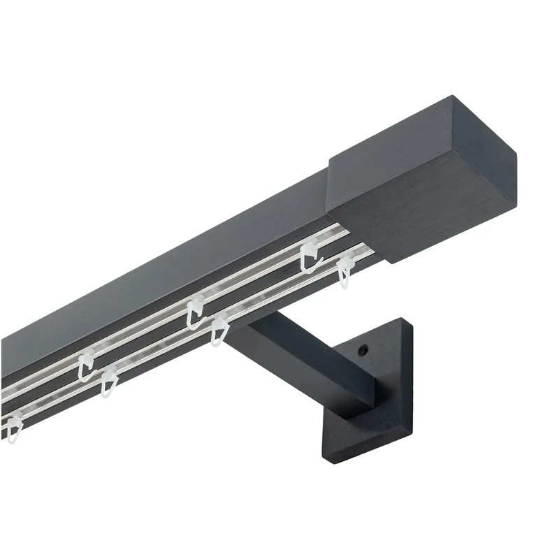Roma Double Wooden Curtain Rod & Track System for Curtains and Drapes