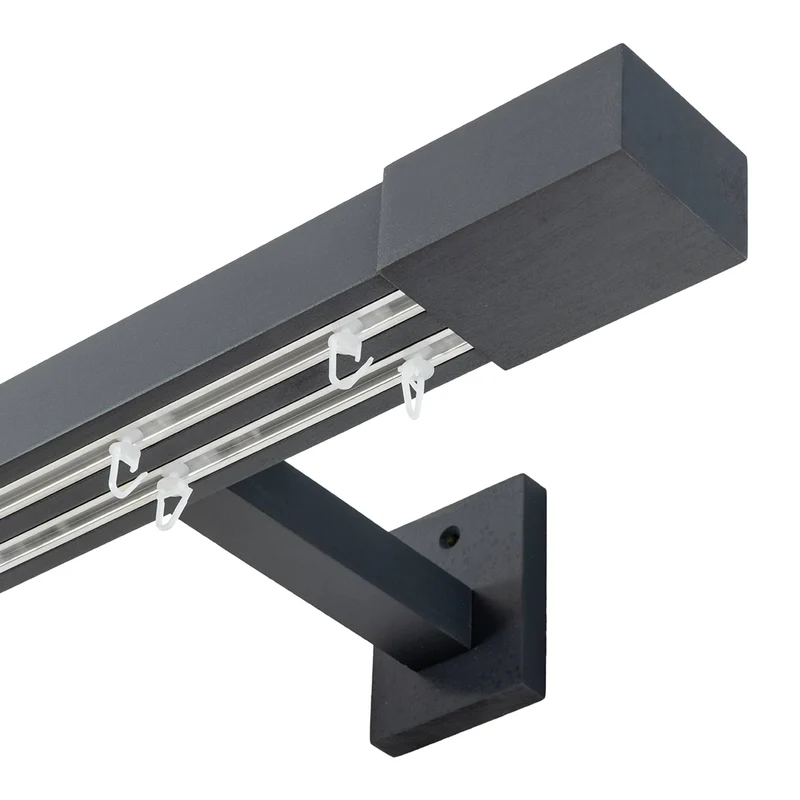Roma Double Wooden Curtain Rod & Track System for Curtains and Drapes
