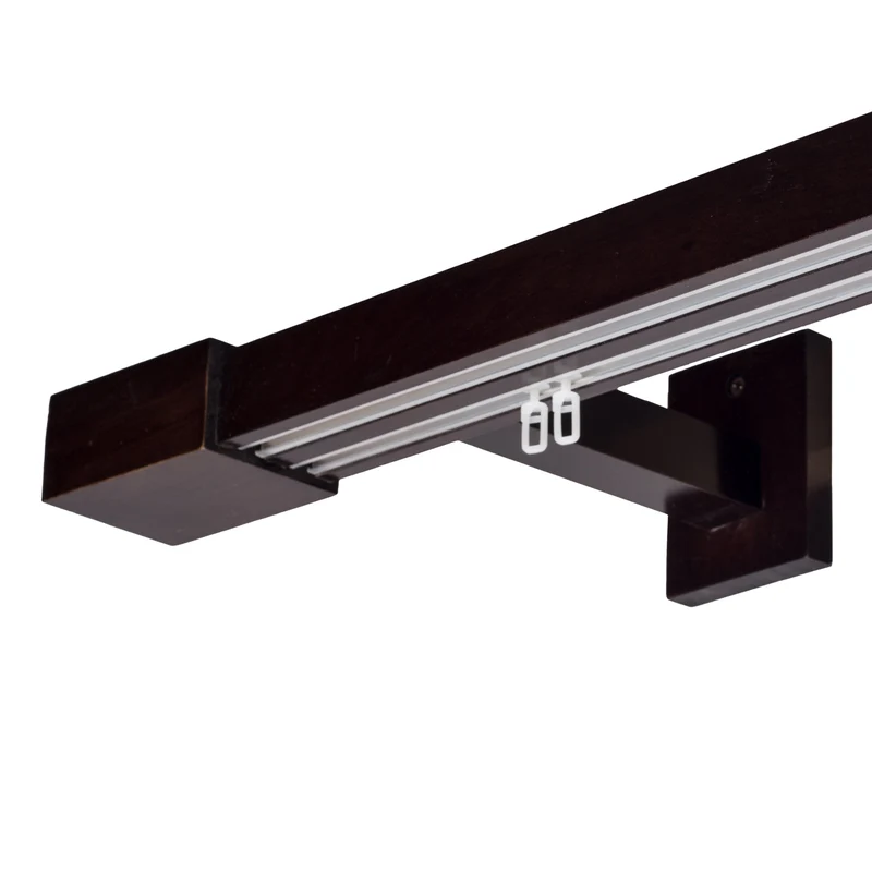 Roma Double Wooden Curtain Rod & Track System for Curtains and Drapes