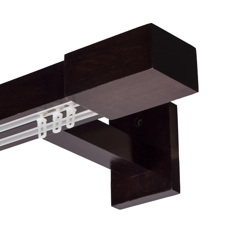 Roma Double Wooden Curtain Rod & Track System for Curtains and Drapes