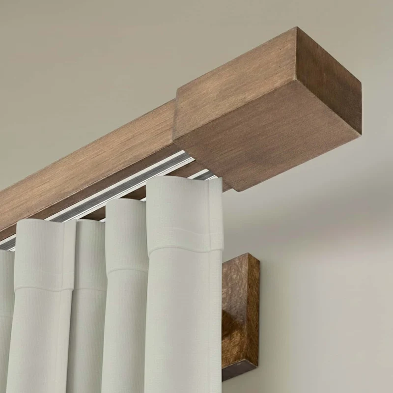 Roma Double Wooden Curtain Rod & Track System for Curtains and Drapes
