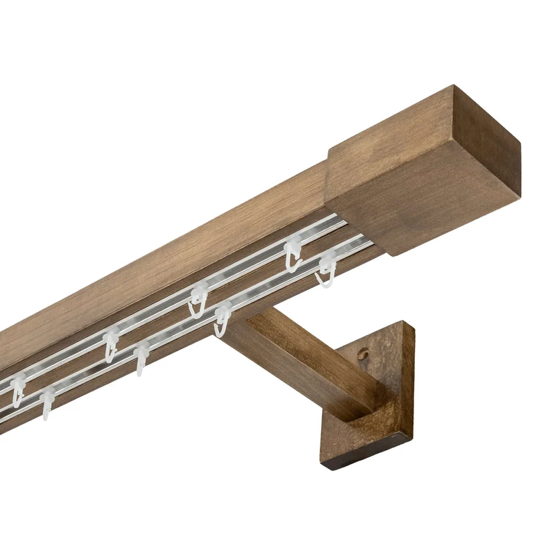 Roma Double Wooden Curtain Rod & Track System for Curtains and Drapes